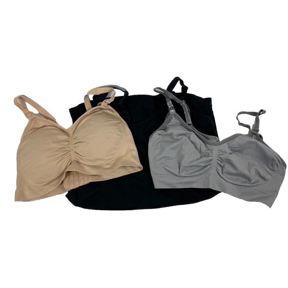 Cake Lingerie Nursing Tank & Motherhood Nursing Bras Lot Size Large Black Gray